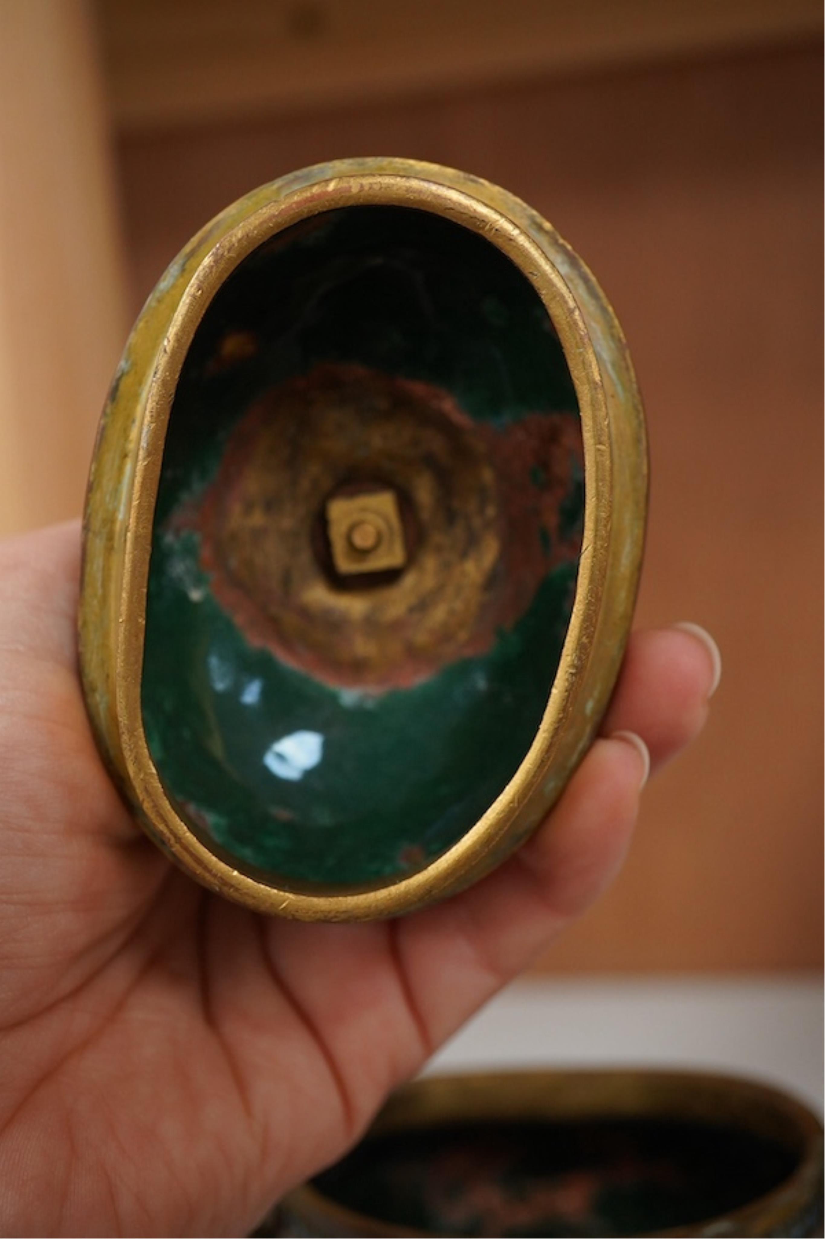 Sino Tibetan? koro and cover, 15cm high. Condition - interior enamelling worn